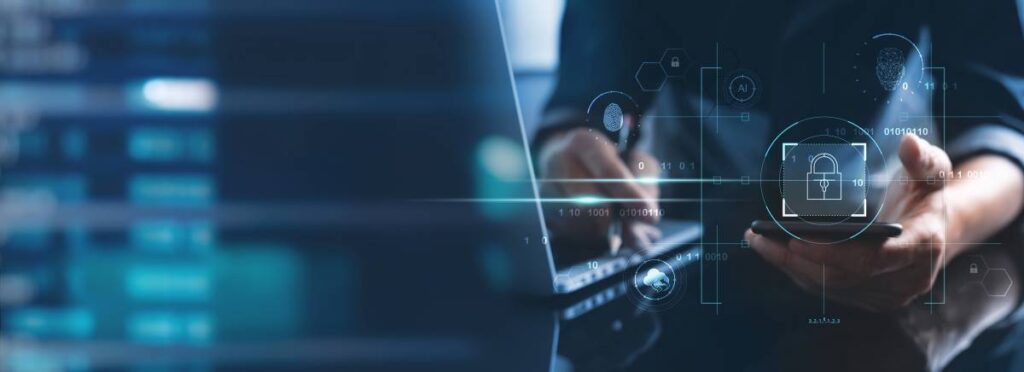 Imagem ilustrativa de segurança digital, representando a Política de privacidade do servicopublico.pt, com foco na proteção de dados e informações dos usuários, destacando aspectos como criptografia e proteção de dados online.